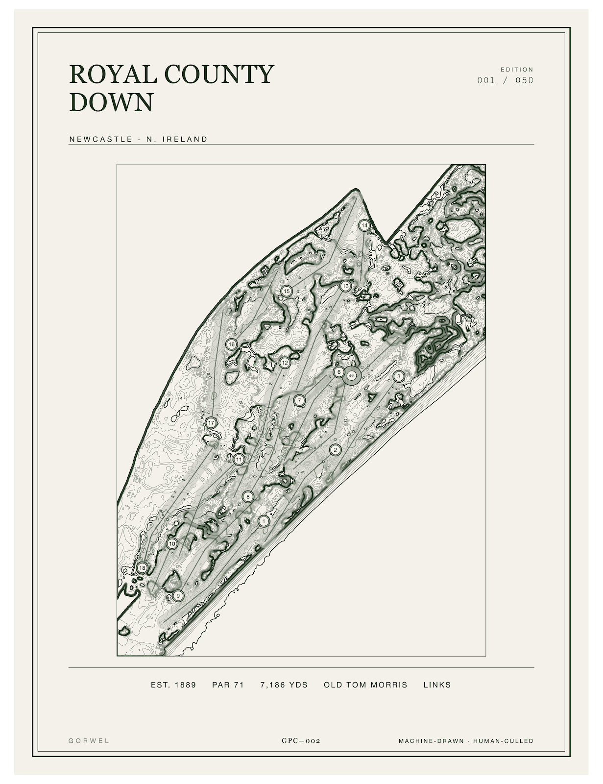 Royal County Down Golf Course Print | Topographic Map Wall Art