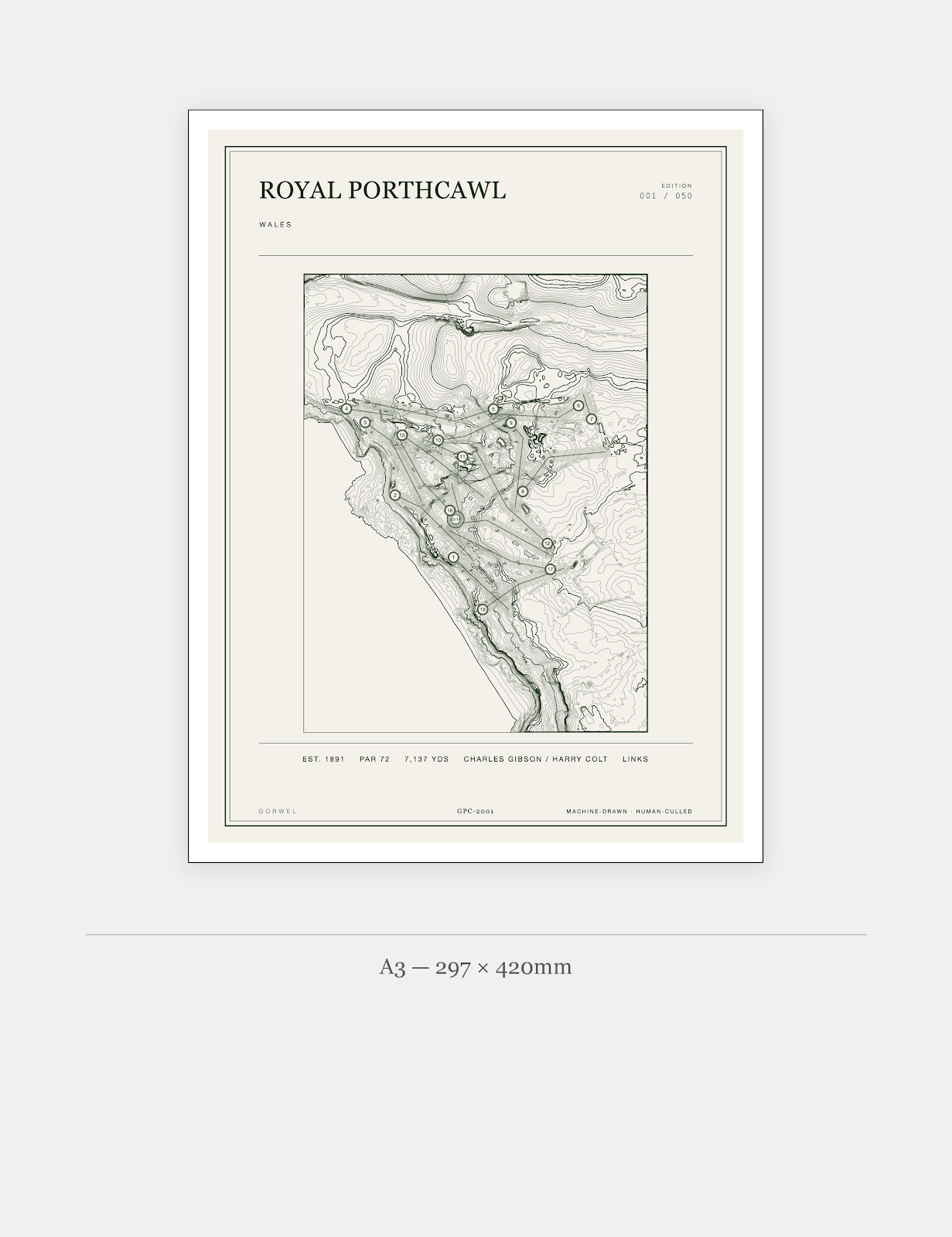 Royal Porthcawl Golf Course Print | Topographic Map Wall Art
