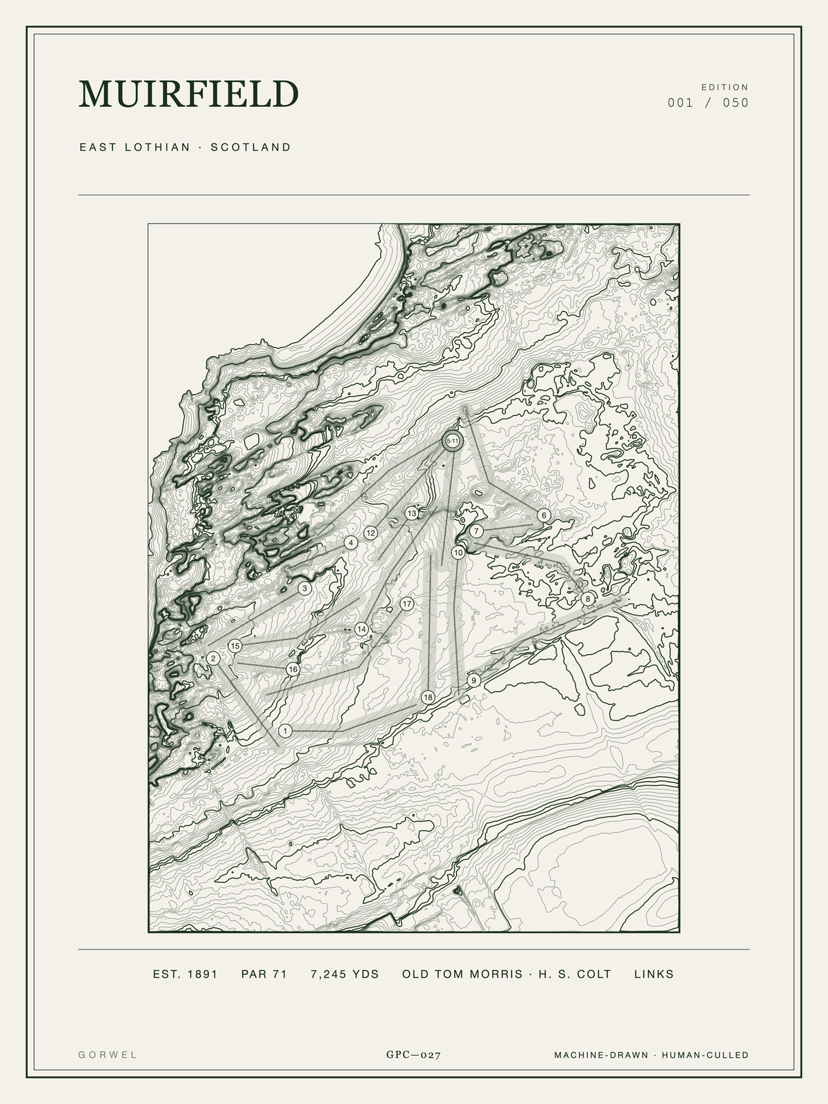 Muirfield Golf Course Print | Topographic Map Wall Art