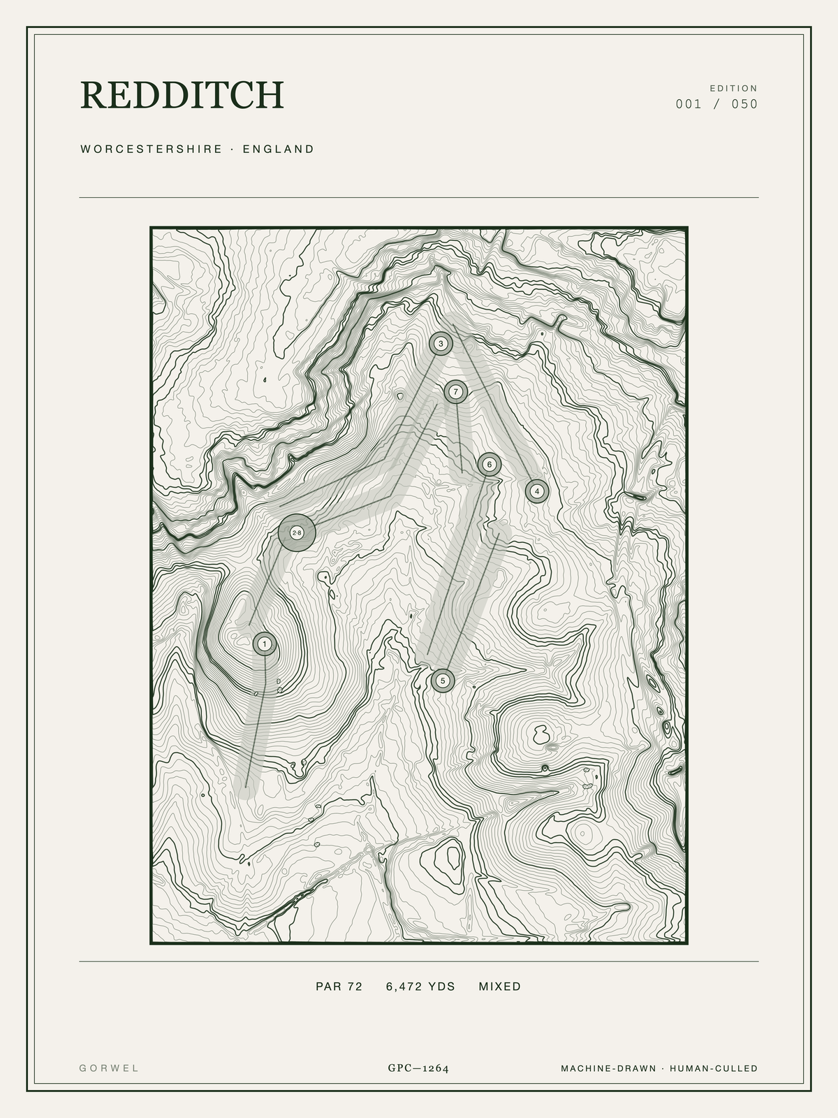 Redditch Golf Course Print | Topographic Map Wall Art