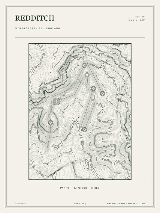 Redditch Golf Course Print | Topographic Map Wall Art