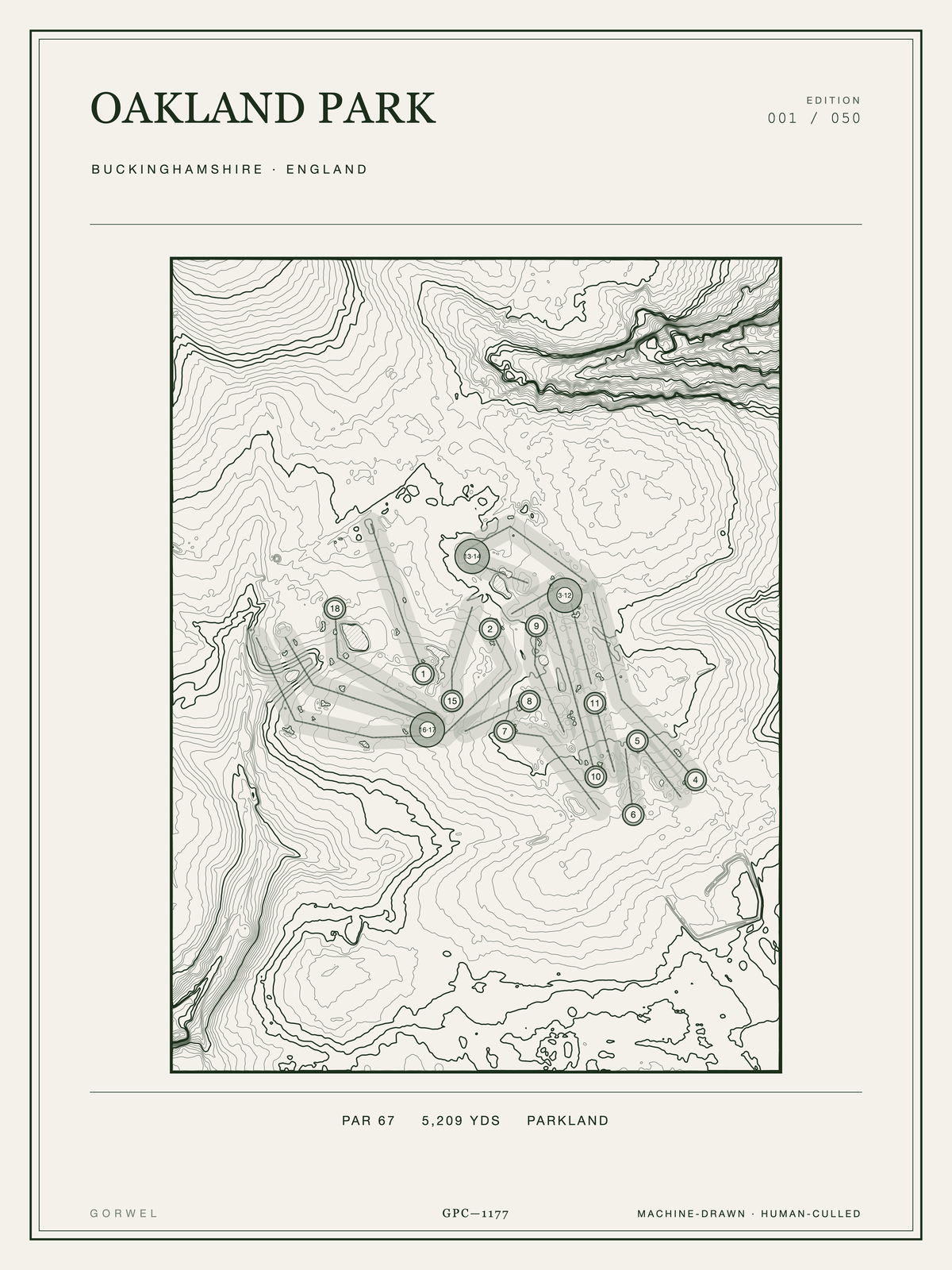 Oakland Park Golf Course Print | Topographic Map Wall Art