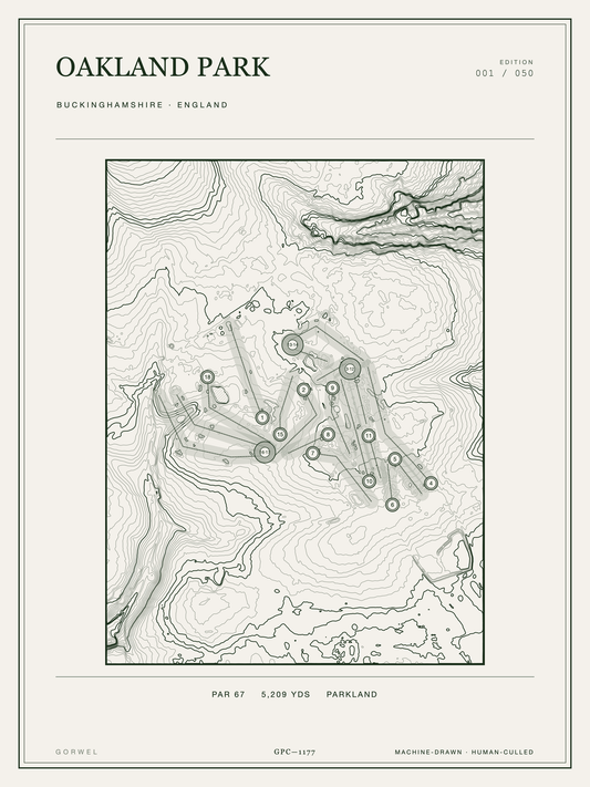 Oakland Park Golf Course Print | Topographic Map Wall Art