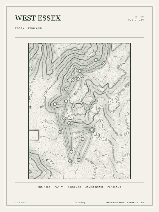 West Essex Golf Course Print | Topographic Map Wall Art
