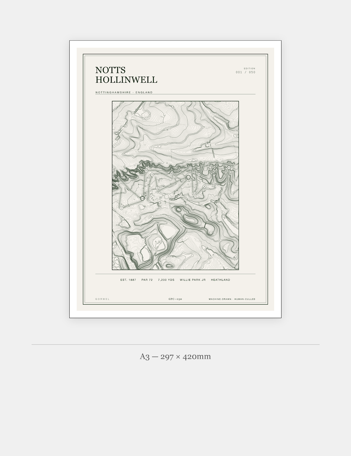 Notts Hollinwell Golf Course Print | Topographic Map Wall Art
