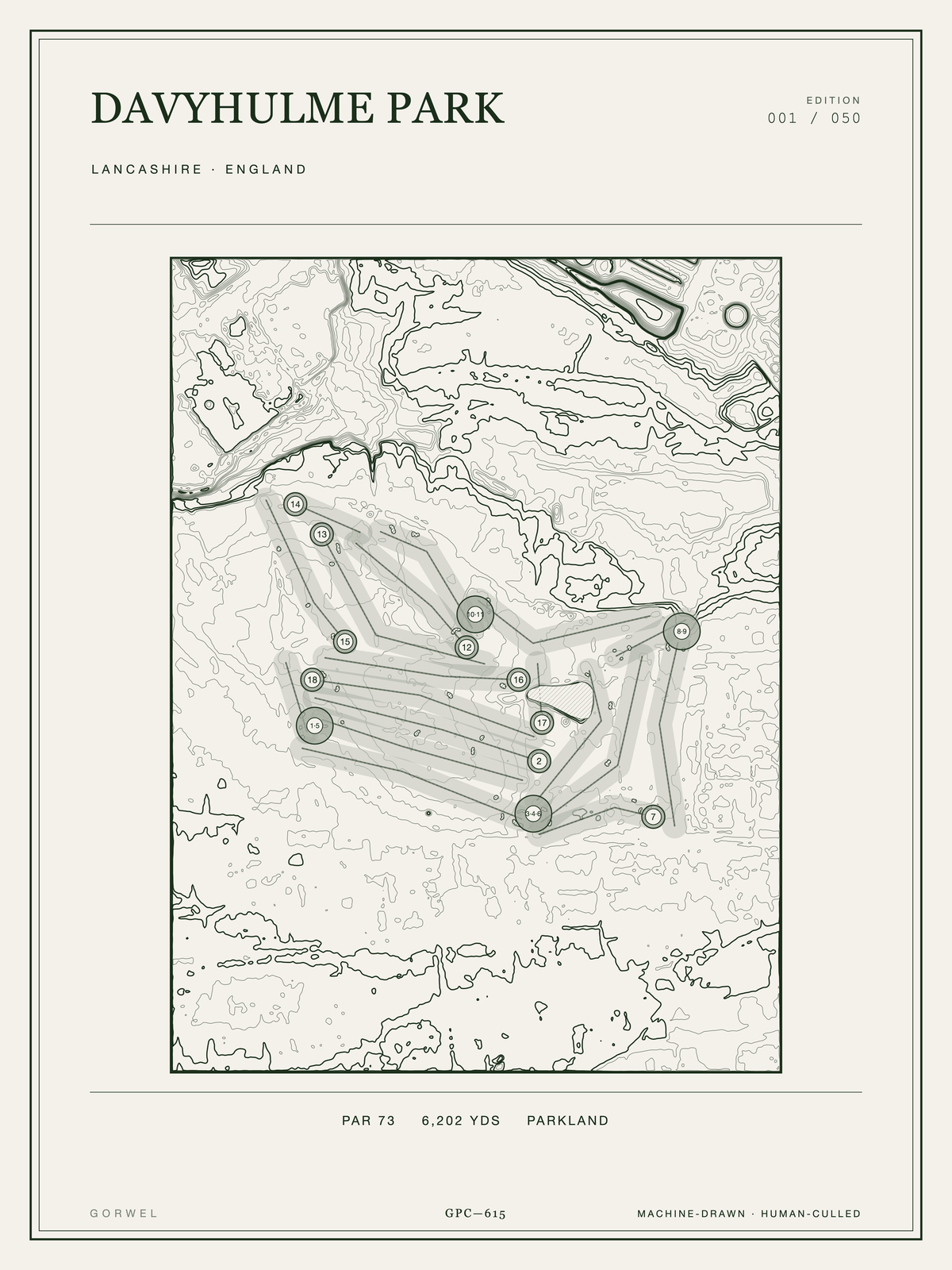 Davyhulme Park Golf Course Print | Topographic Map Wall Art