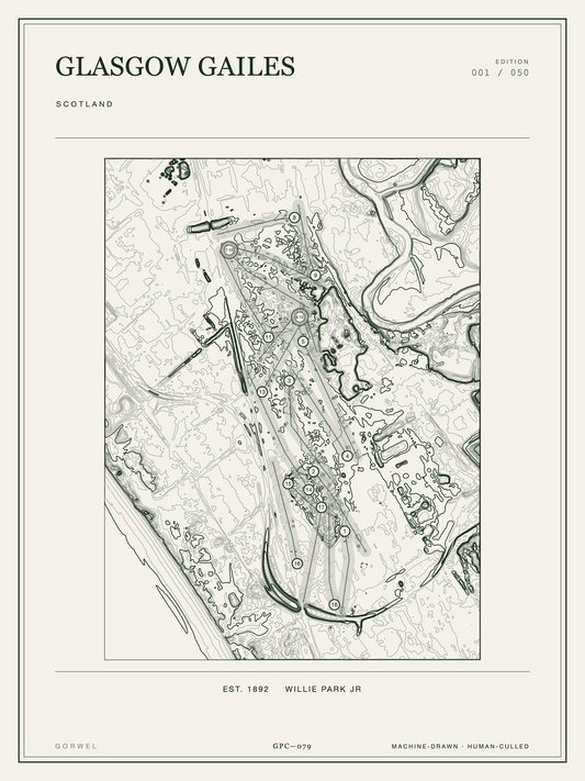 Glasgow Gailes Golf Course Print | Topographic Map Wall Art