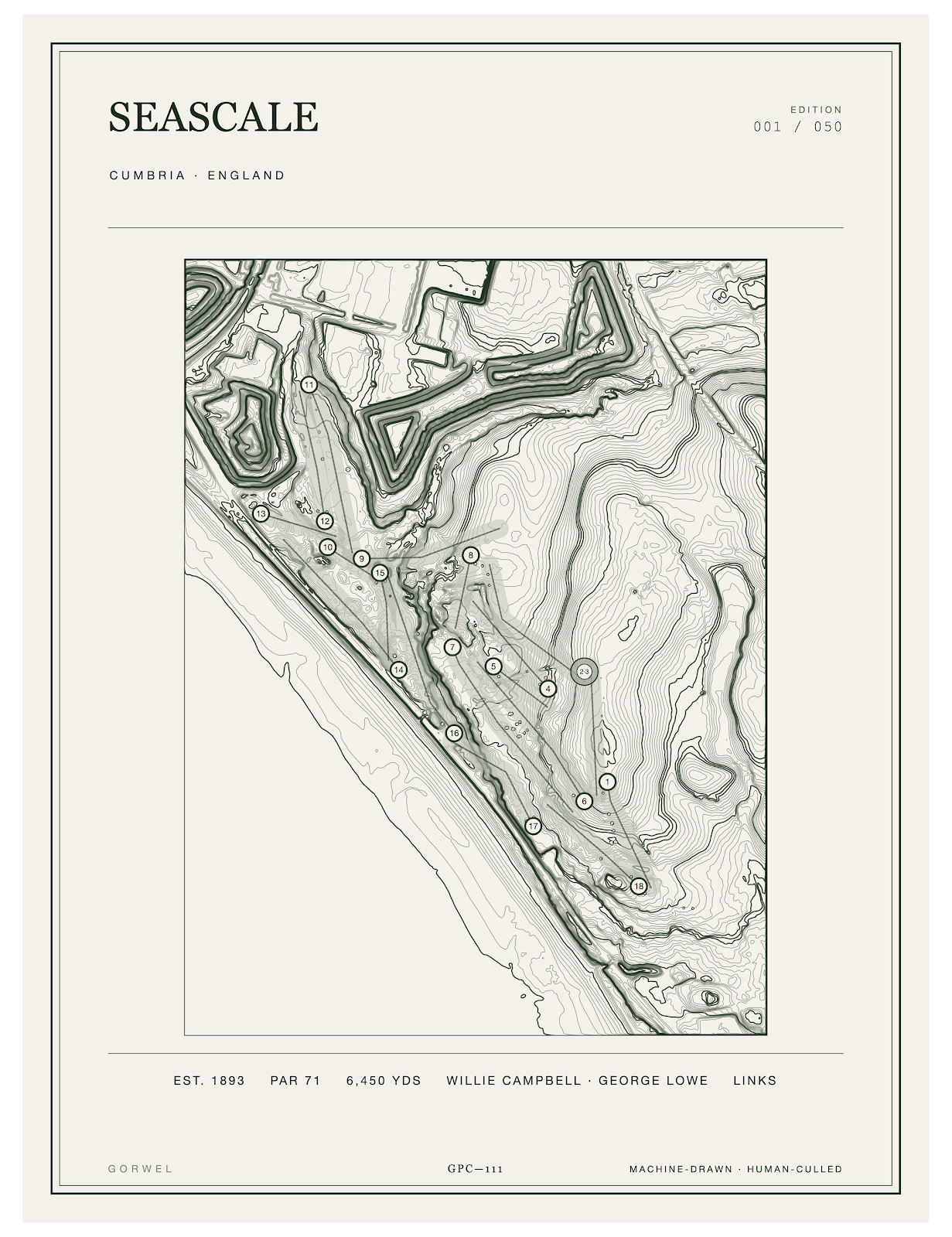 Seascale Golf Course Print | Topographic Map Wall Art