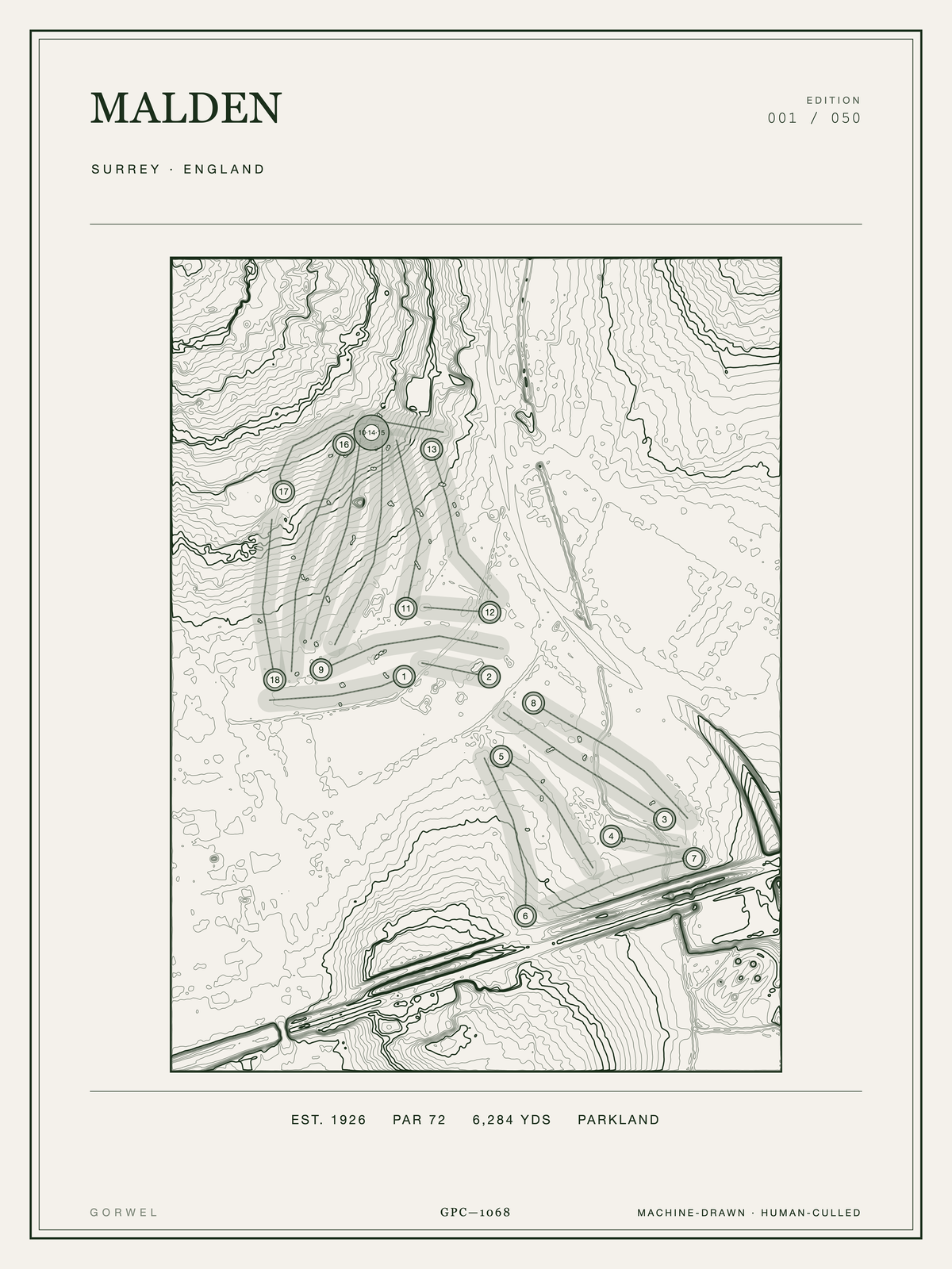 Malden Golf Course Print | Topographic Map Wall Art