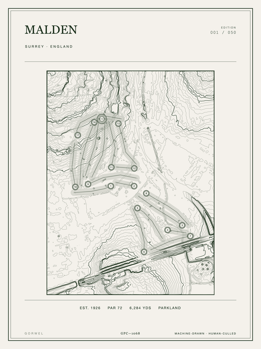 Malden Golf Course Print | Topographic Map Wall Art