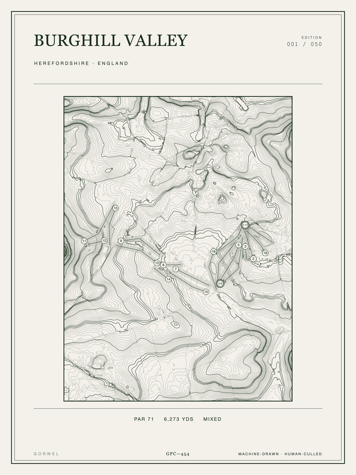 Burghill Valley Golf Course Print | Topographic Map Wall Art