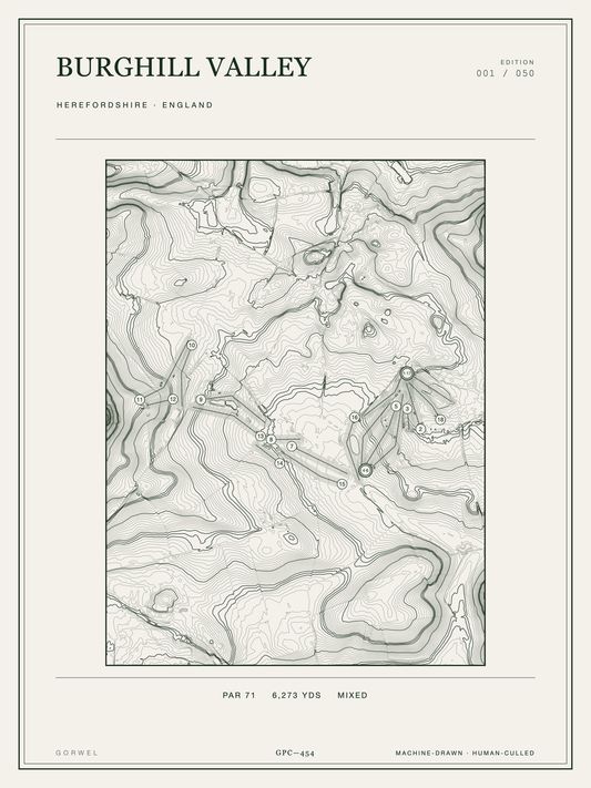 Burghill Valley Golf Course Print | Topographic Map Wall Art