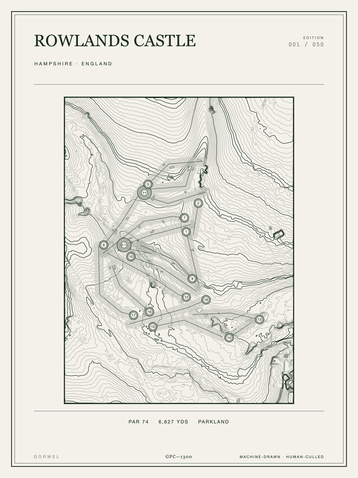 Rowlands Castle Golf Course Print | Topographic Map Wall Art