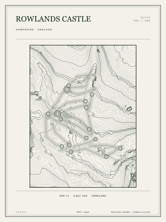 Rowlands Castle Golf Course Print | Topographic Map Wall Art