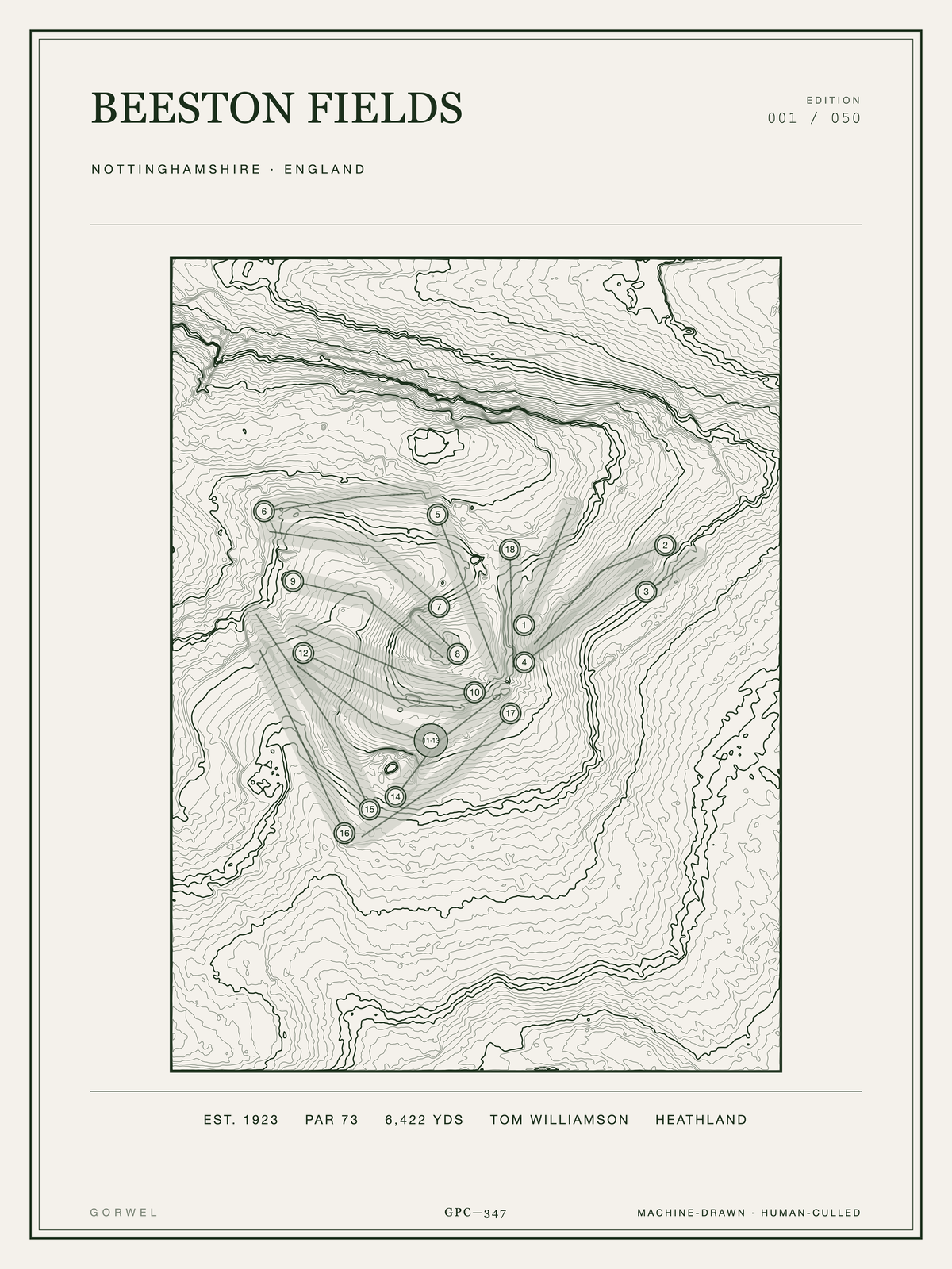Beeston Fields Golf Course Print | Topographic Map Wall Art