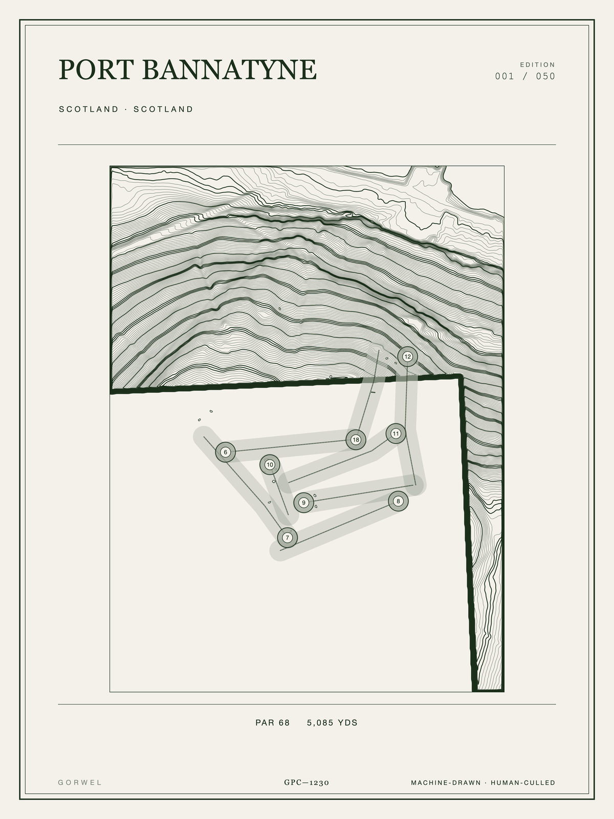 Port Bannatyne Golf Course Print | Topographic Map Wall Art