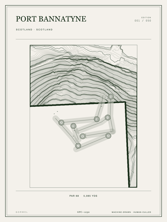 Port Bannatyne Golf Course Print | Topographic Map Wall Art
