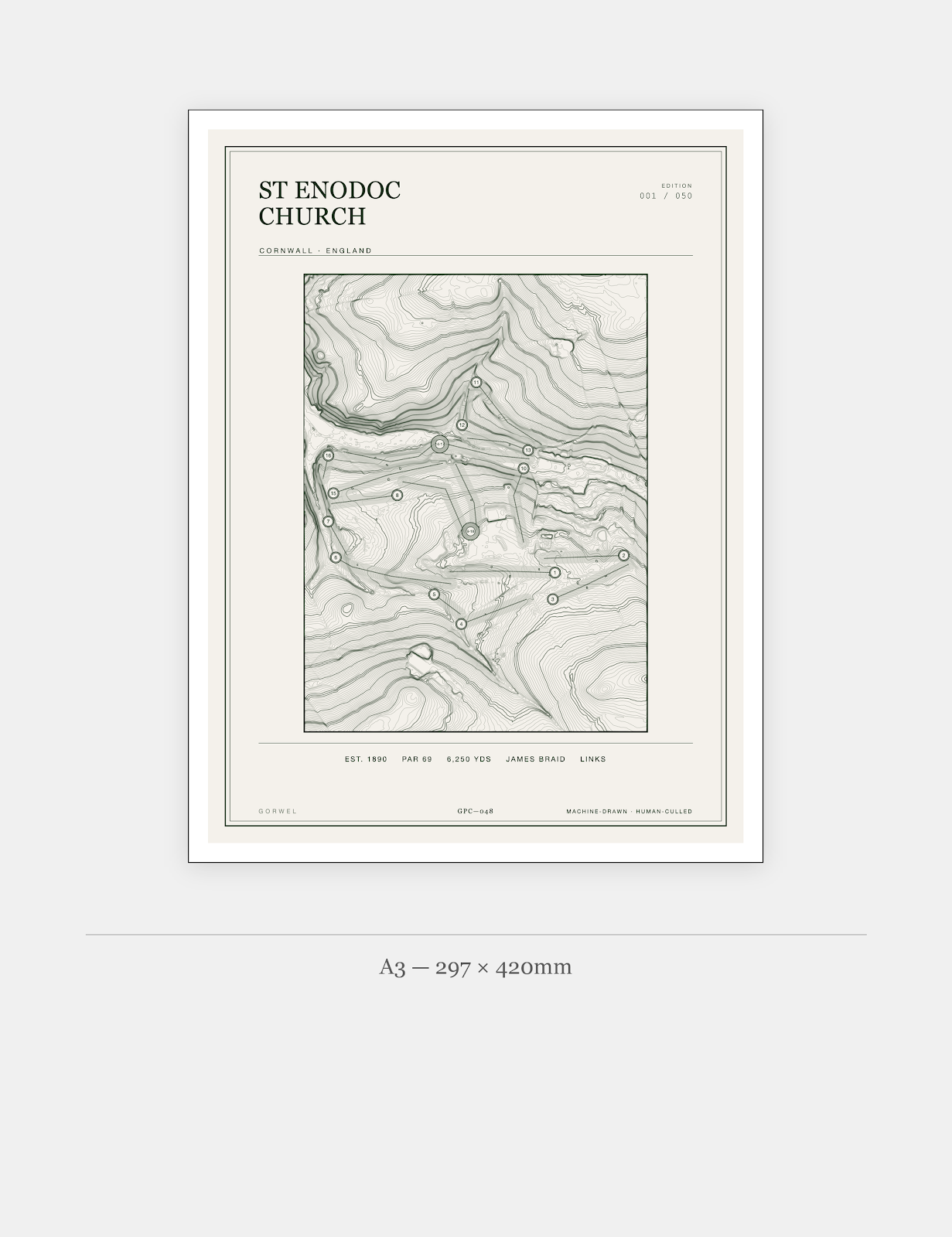 St Enodoc Church Golf Course Print | Topographic Map Wall Art