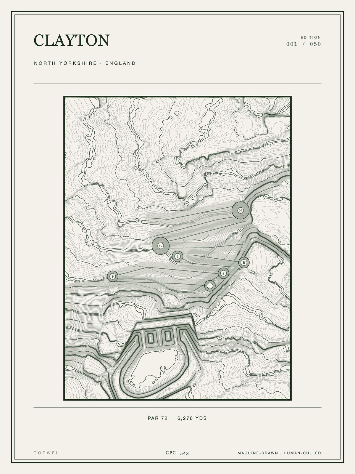 Clayton Golf Course Print | Topographic Map Wall Art
