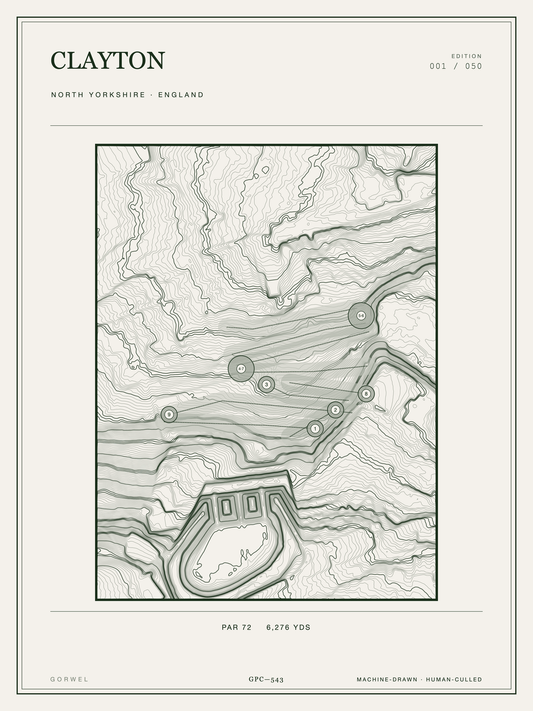 Clayton Golf Course Print | Topographic Map Wall Art
