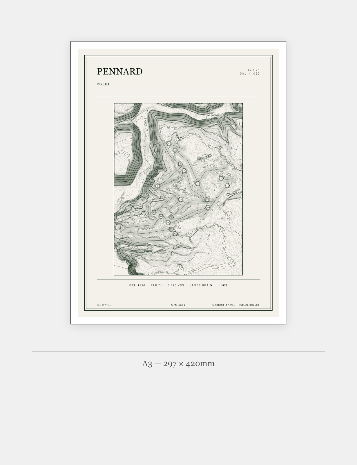 Pennard Golf Course Print | Topographic Map Wall Art