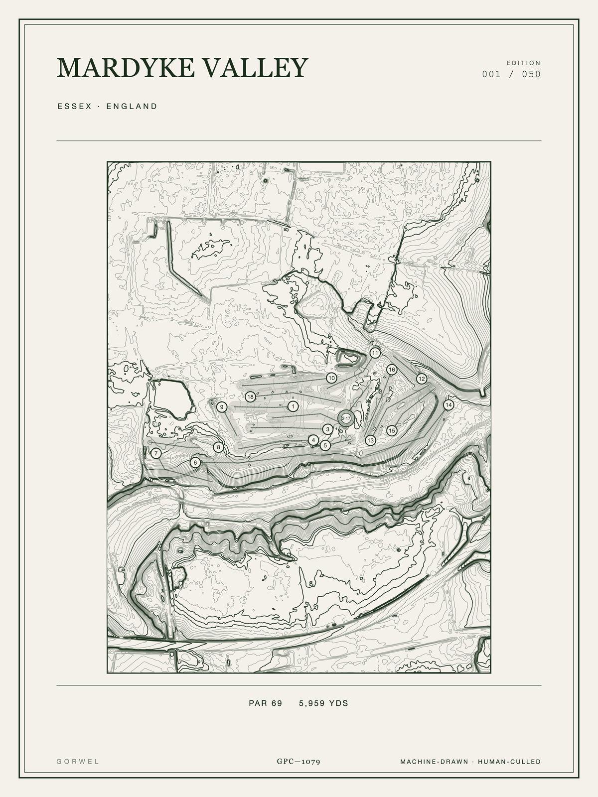 Mardyke Valley Golf Course Print | Topographic Map Wall Art