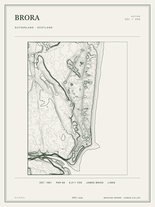 Brora Golf Course Print | Topographic Map Wall Art