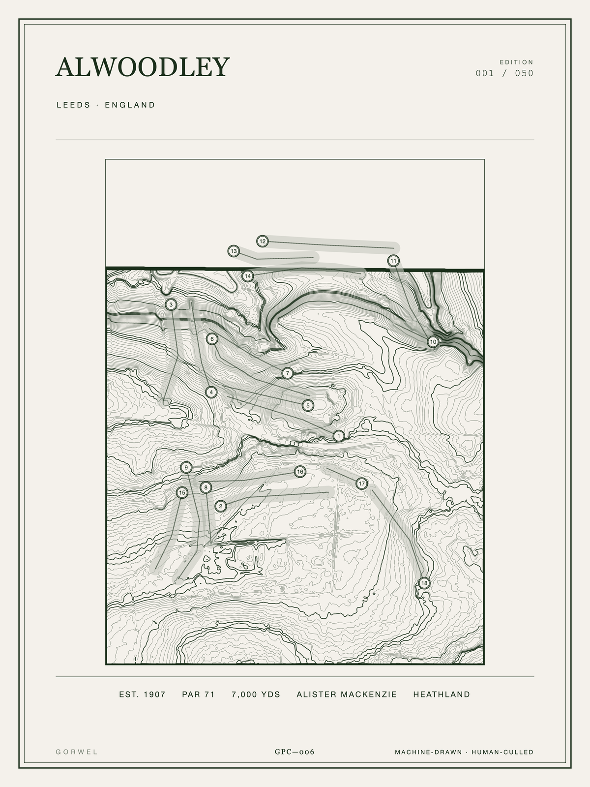 Alwoodley Golf Course Print | Topographic Map Wall Art