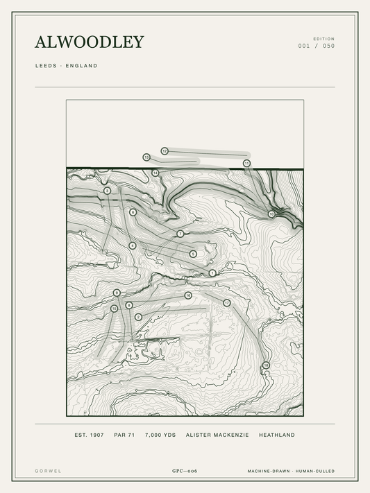 Alwoodley Golf Course Print | Topographic Map Wall Art