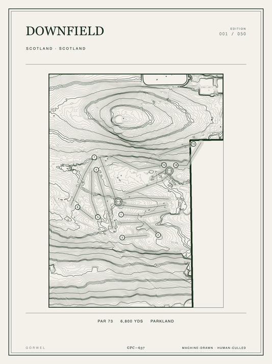Downfield Golf Course Print | Topographic Map Wall Art