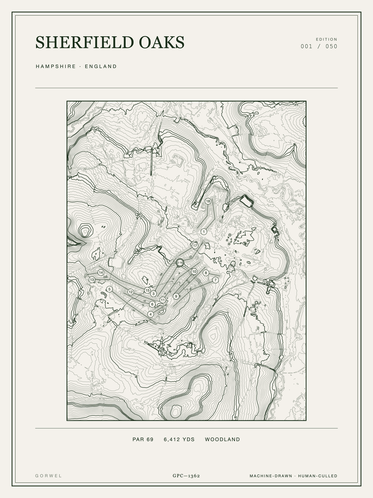 Sherfield Oaks Golf Course Print | Topographic Map Wall Art