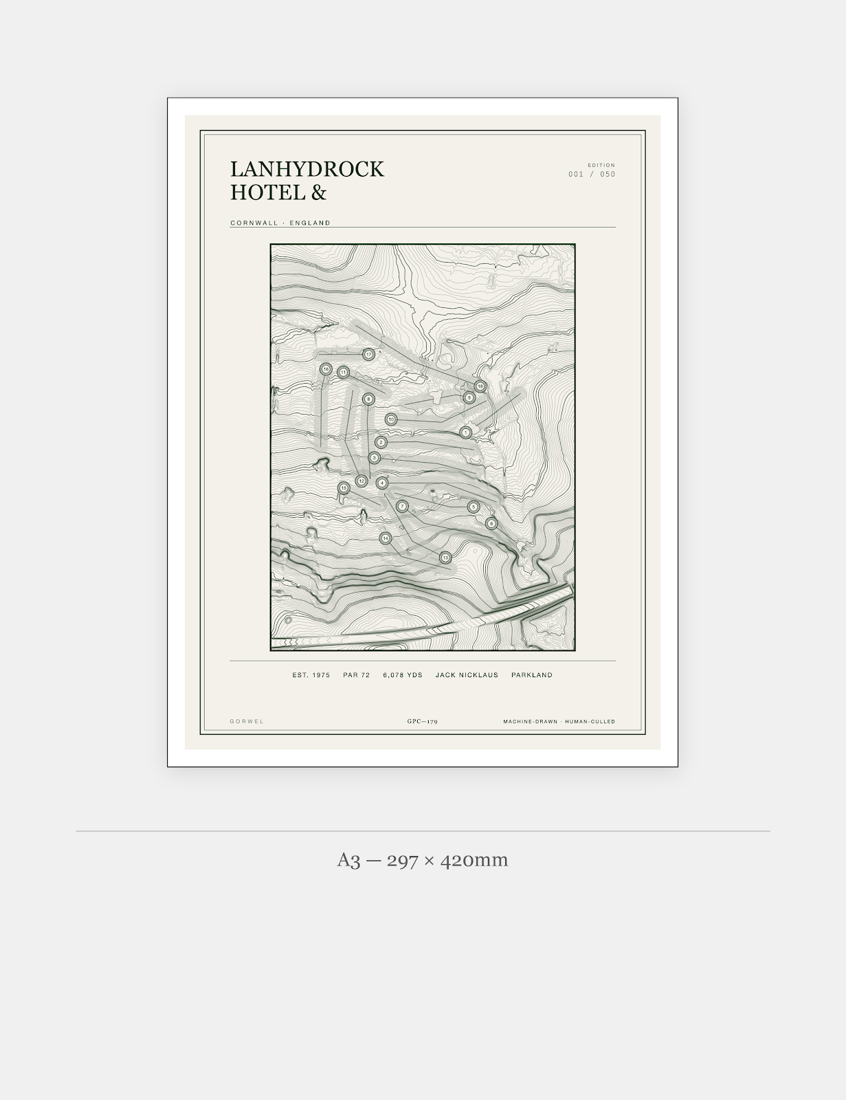 Lanhydrock Hotel & Golf Course Print | Topographic Map Wall Art