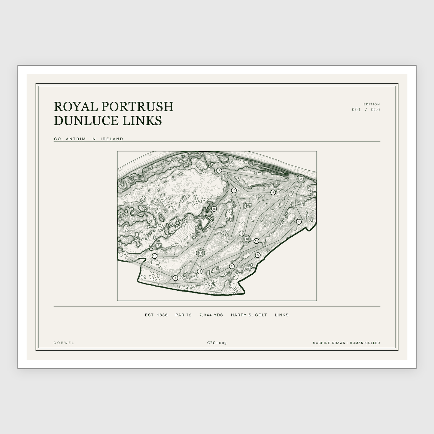 Royal Portrush Dunluce Links Golf Course Print | Topographic Map Wall Art