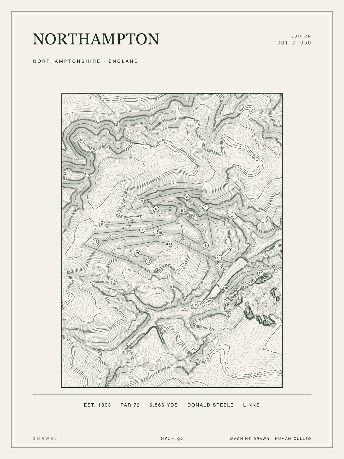 Northampton Golf Course Print | Topographic Map Wall Art