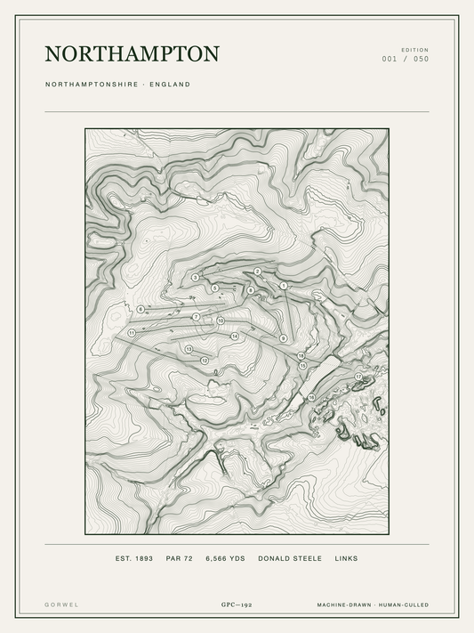 Northampton Golf Course Print | Topographic Map Wall Art