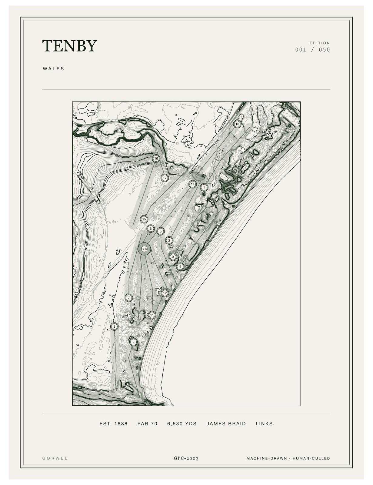 Tenby Golf Course Print | Topographic Map Wall Art