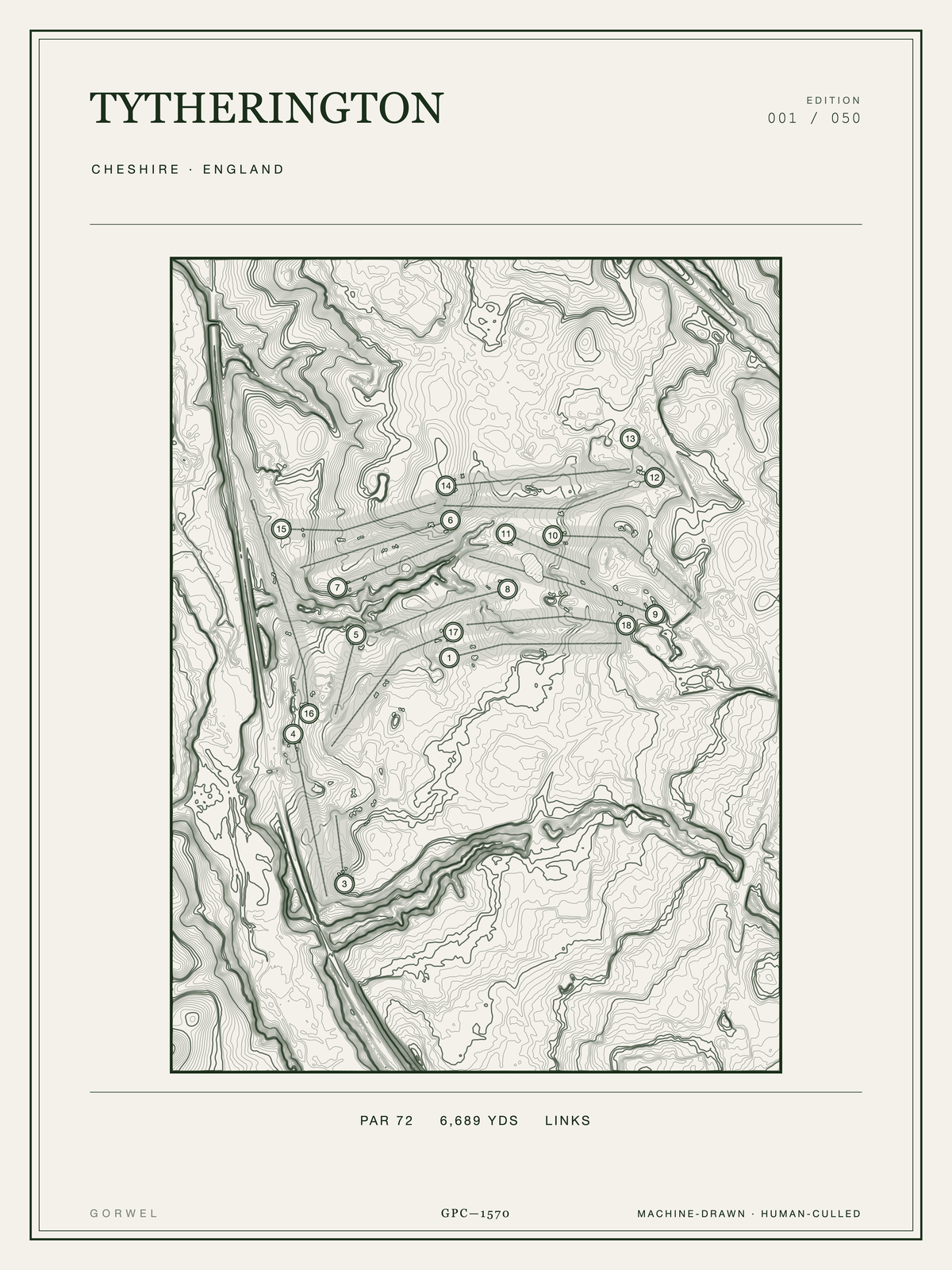 Tytherington Golf Course Print | Topographic Map Wall Art