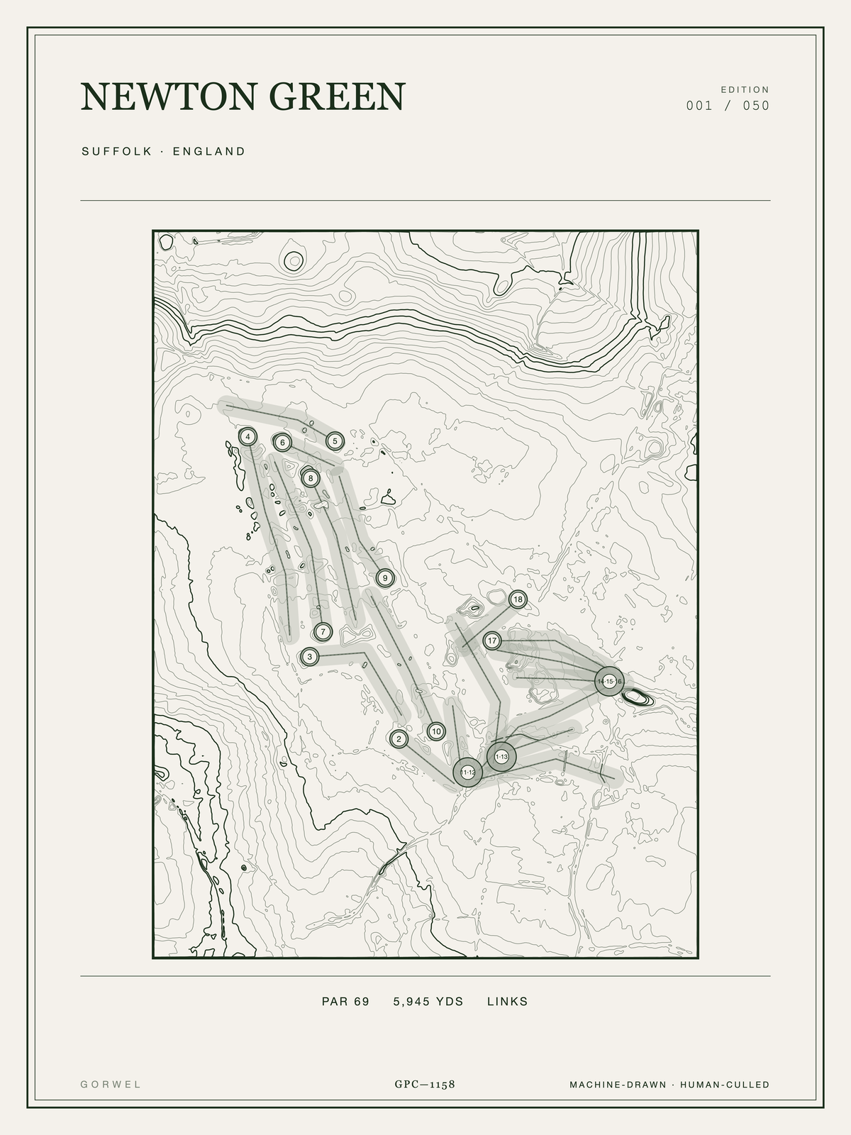 Newton Green Golf Course Print | Topographic Map Wall Art