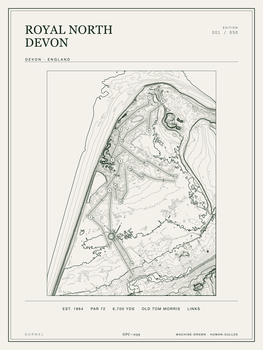 Royal North Devon Golf Course Print | Topographic Map Wall Art