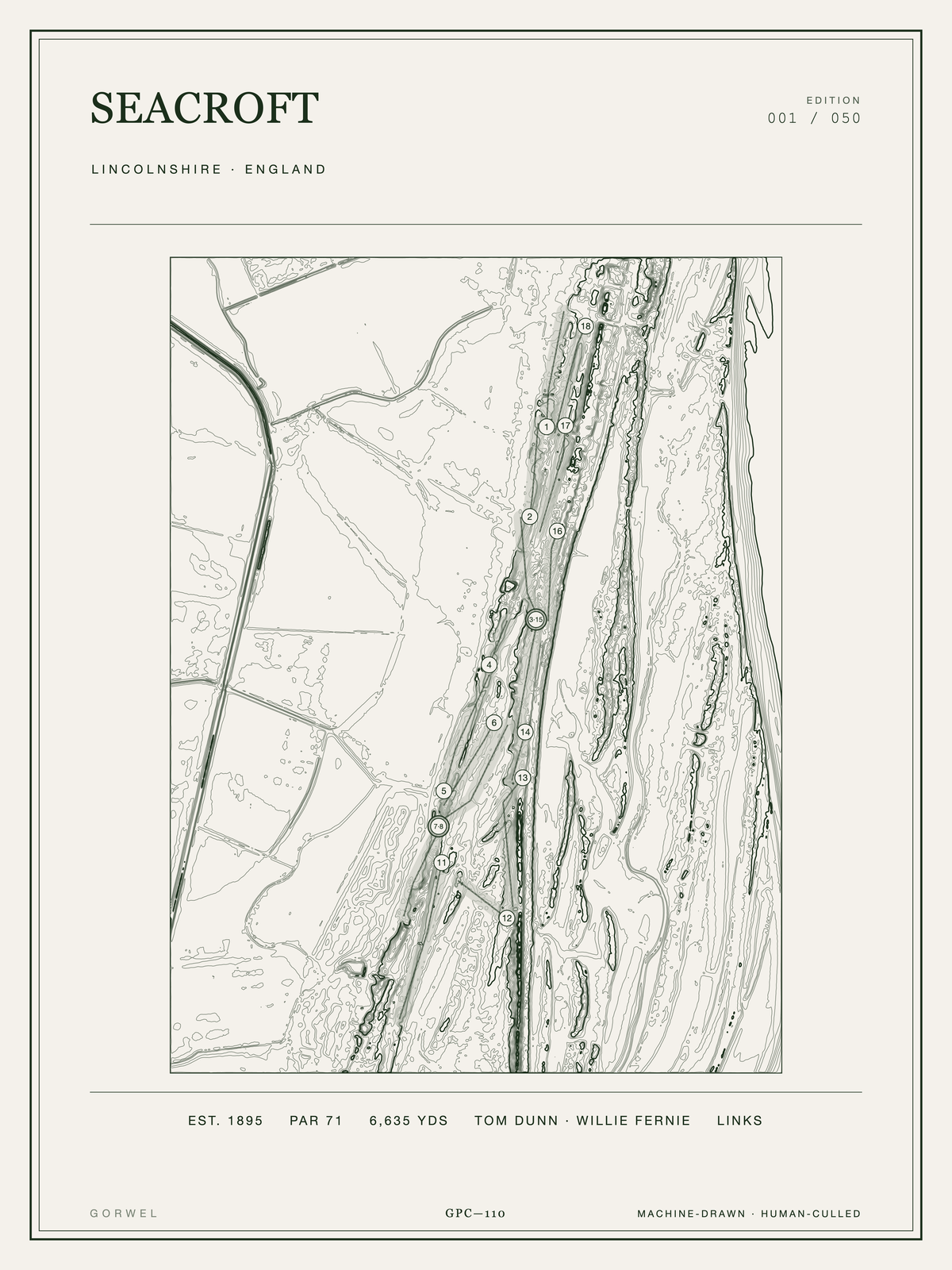 Seacroft Golf Course Print | Topographic Map Wall Art