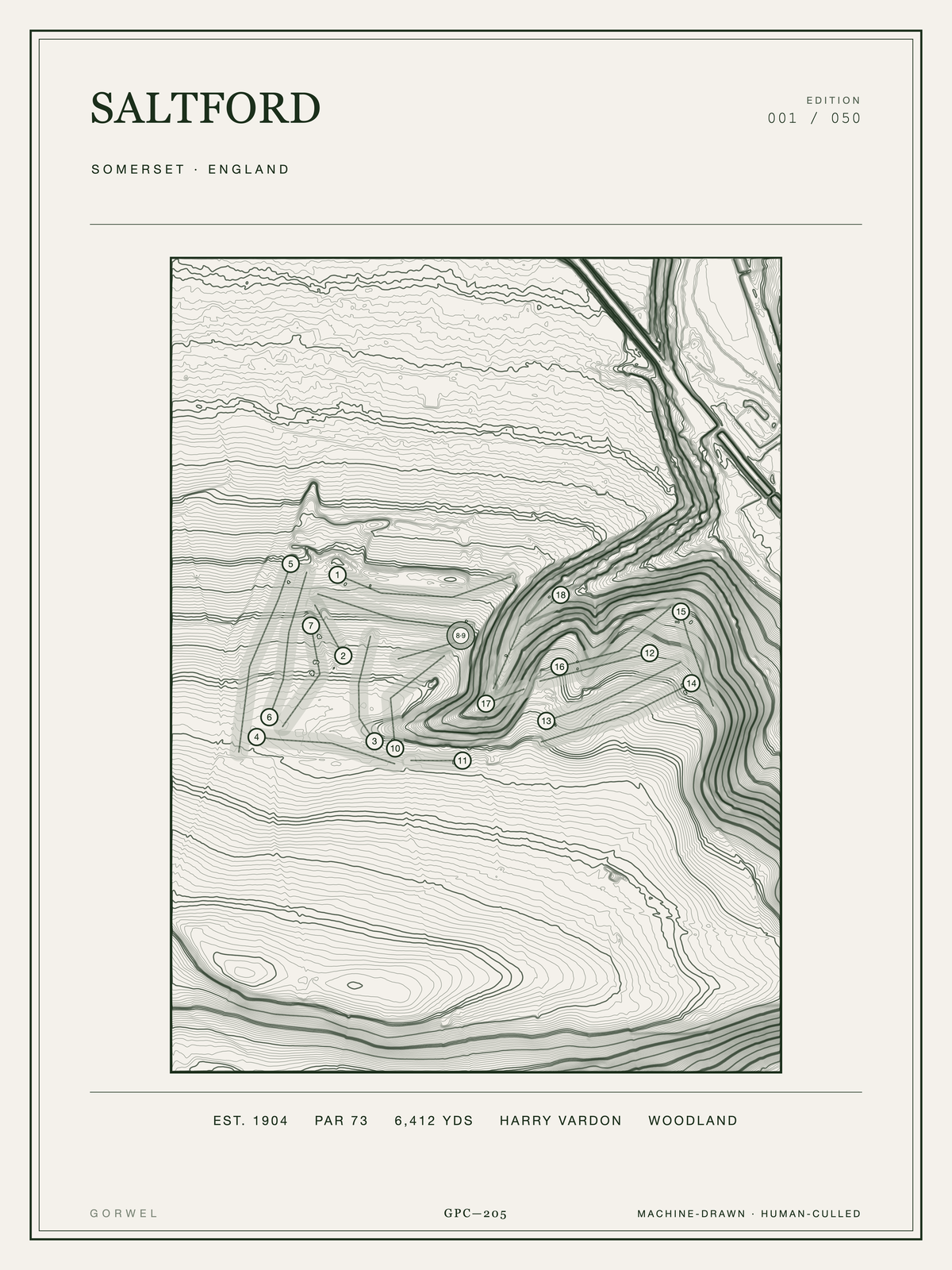 Saltford Golf Course Print | Topographic Map Wall Art