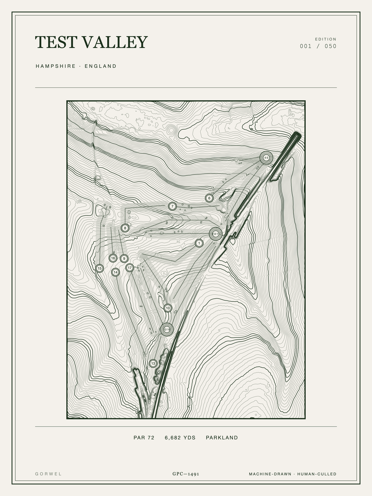 Test Valley Golf Course Print | Topographic Map Wall Art