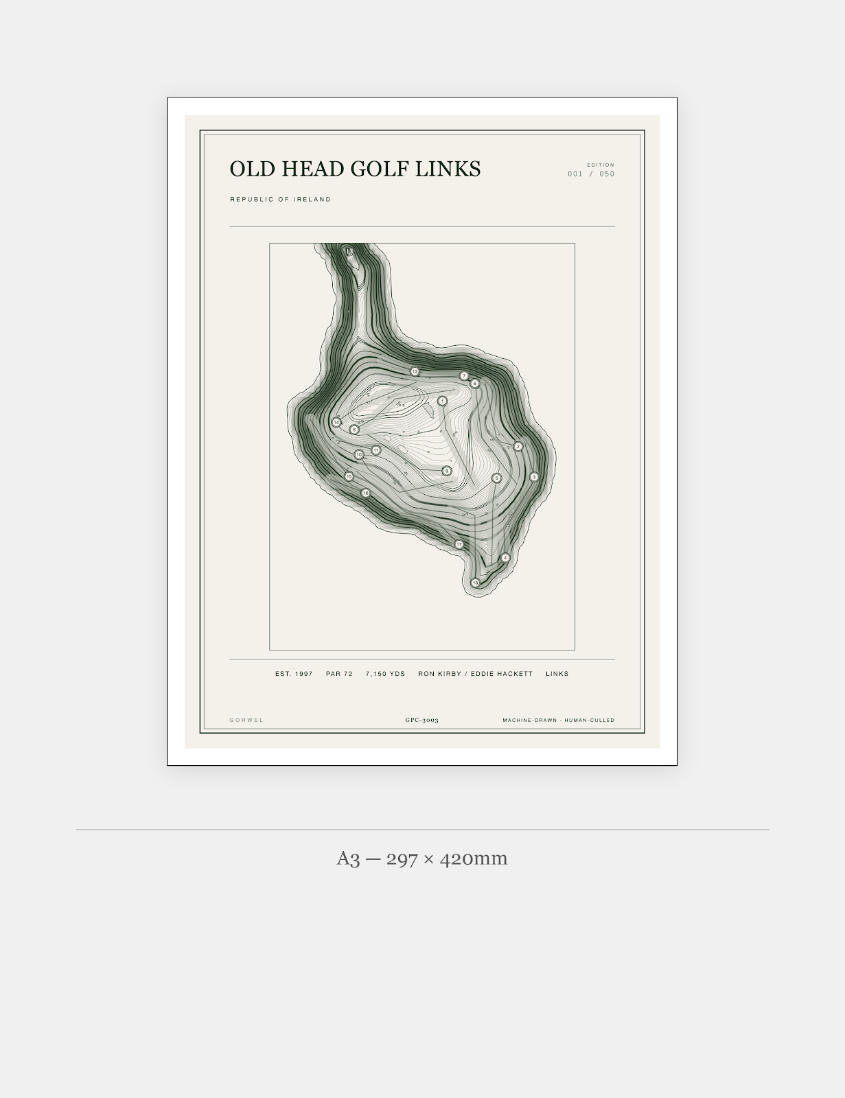 Old Head Golf Links Golf Course Print | Topographic Map Wall Art