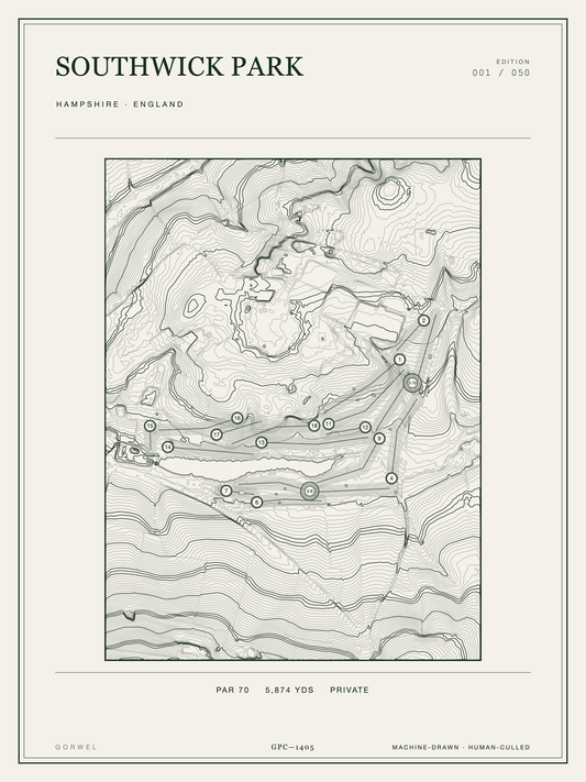 Southwick Park Golf Course Print | Topographic Map Wall Art