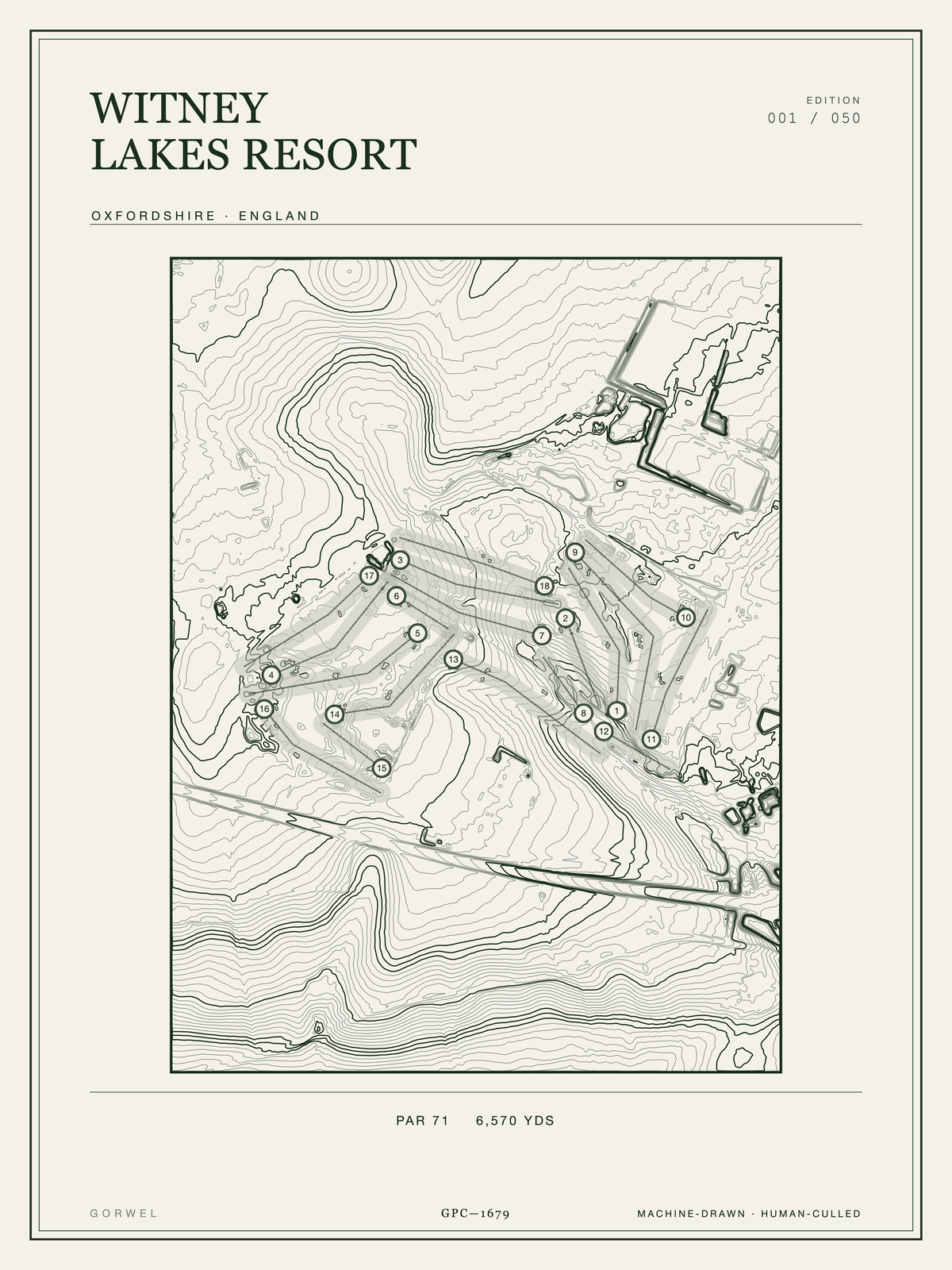 Witney Lakes Resort Golf Course Print | Topographic Map Wall Art