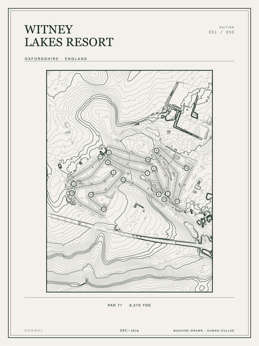 Witney Lakes Resort Golf Course Print | Topographic Map Wall Art