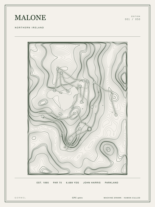 Malone Golf Course Print | Topographic Map Wall Art