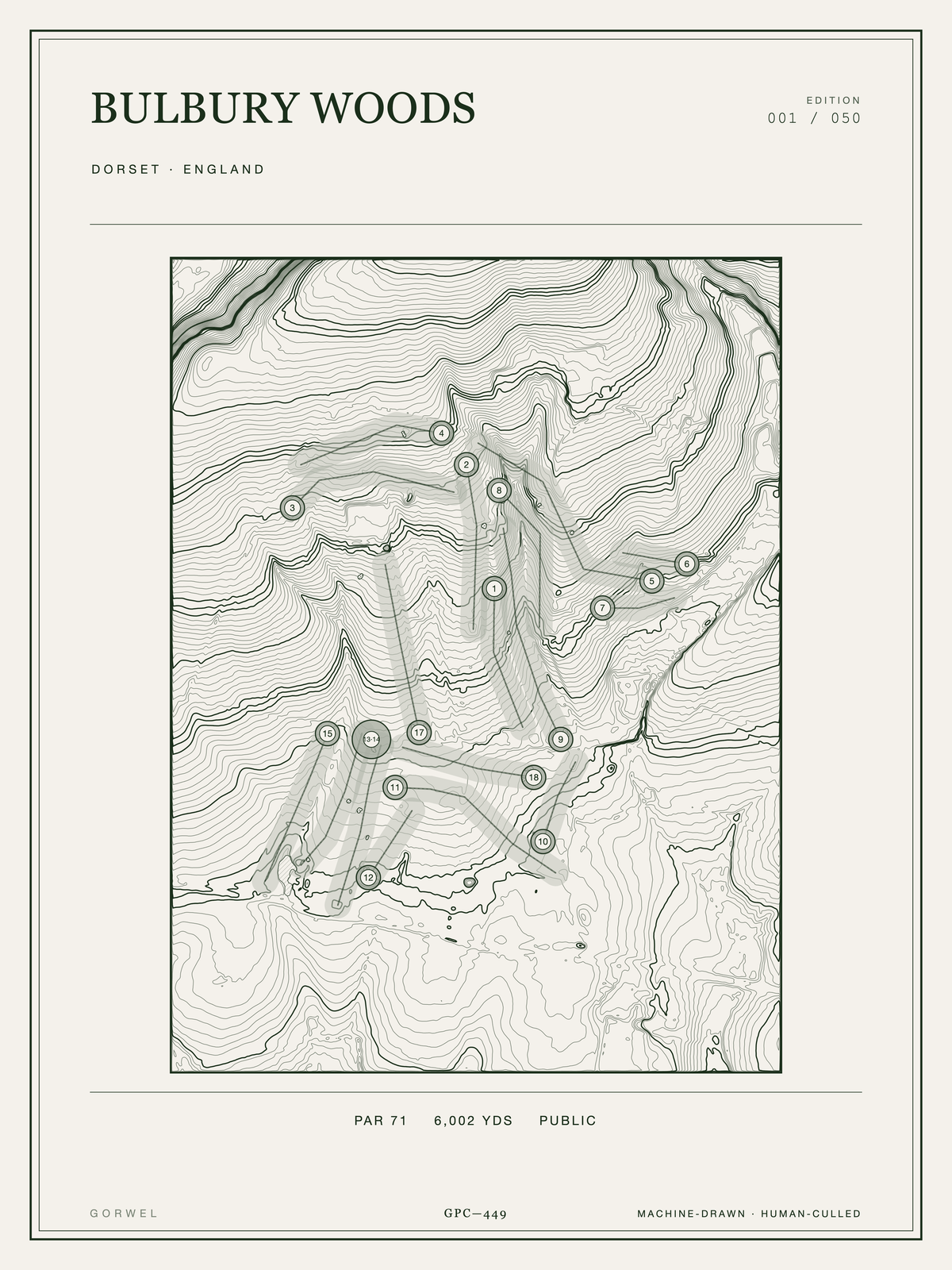 Bulbury Woods Golf Course Print | Topographic Map Wall Art