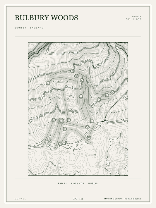 Bulbury Woods Golf Course Print | Topographic Map Wall Art