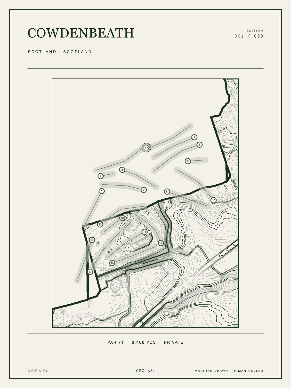 Cowdenbeath Golf Course Print | Topographic Map Wall Art